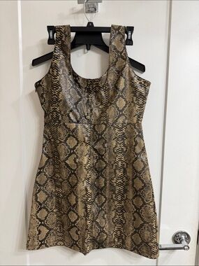 Active USA Snake-Print Mini Dress in Brown and Black